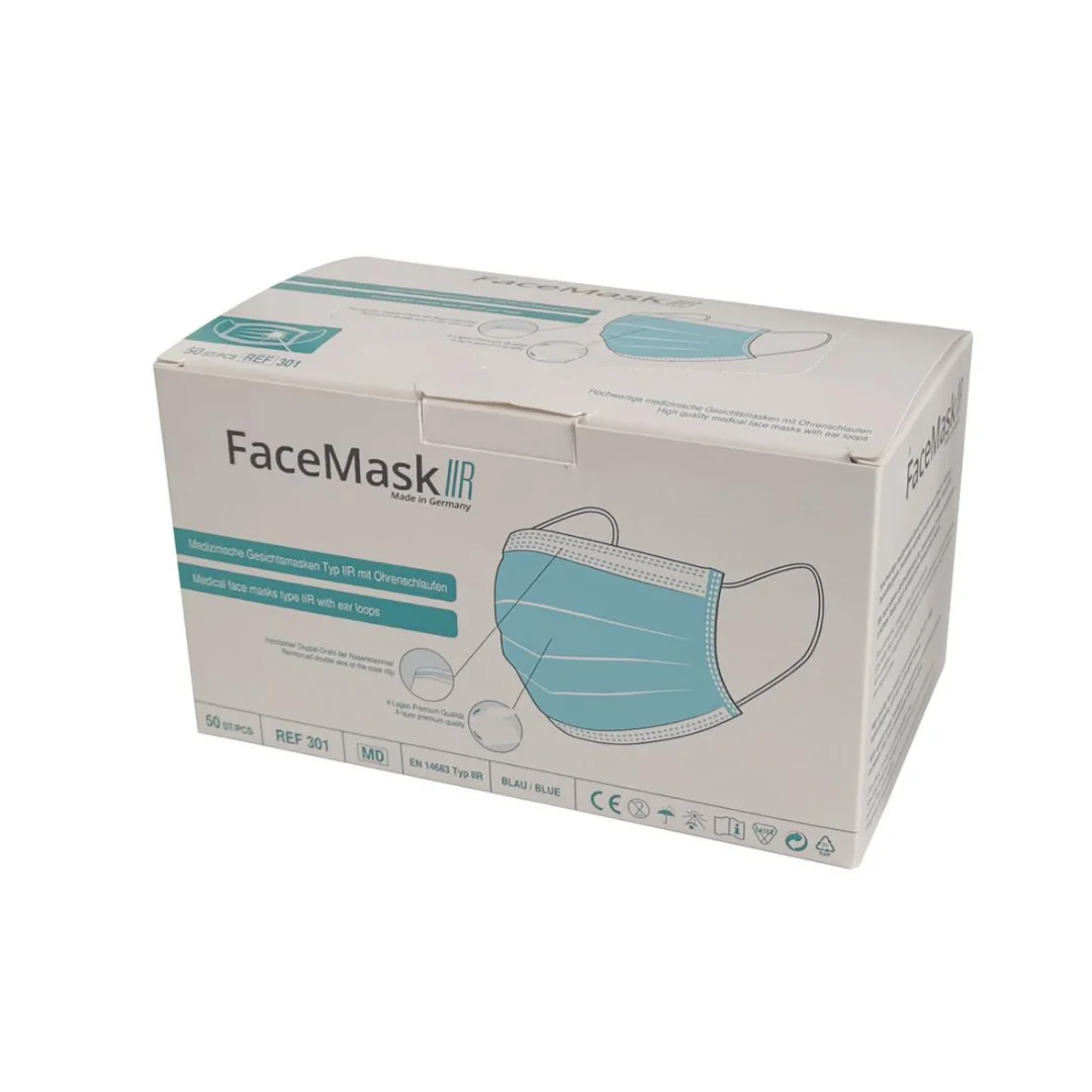 Mondmasker type IIR 4-laags blauw - doos van 50 stuks ā productfoto 3