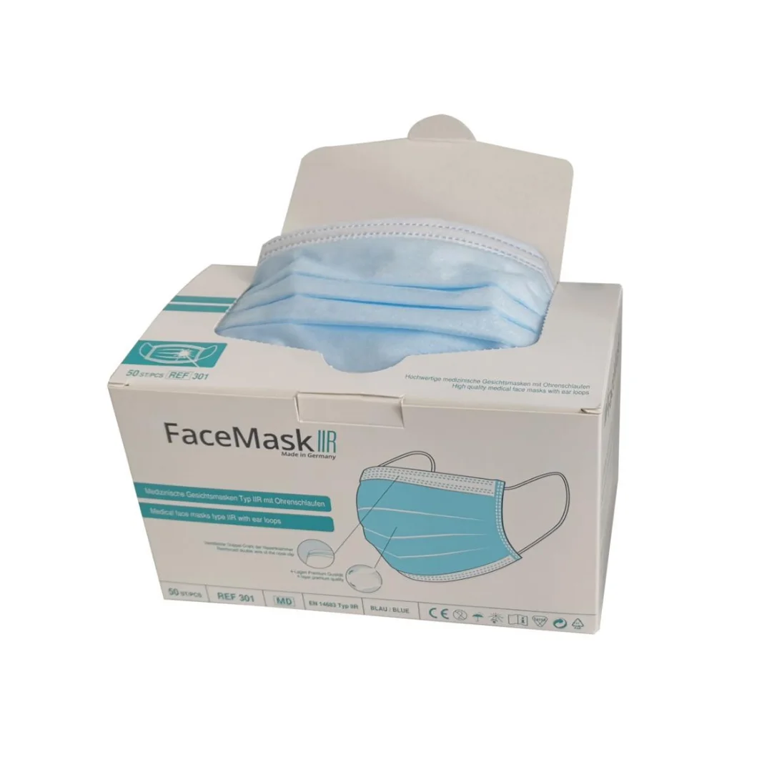 Mondmasker type IIR 4-laags blauw - doos van 50 stuks ā productfoto 2