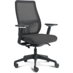 Zwarte bureaustoel Body met stoffen zitting, netweave rugleuning en 3D-armleuningen
