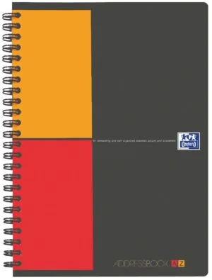 Oxford International adresboek A5 met gelijnde bladzijden en spiraalbinding