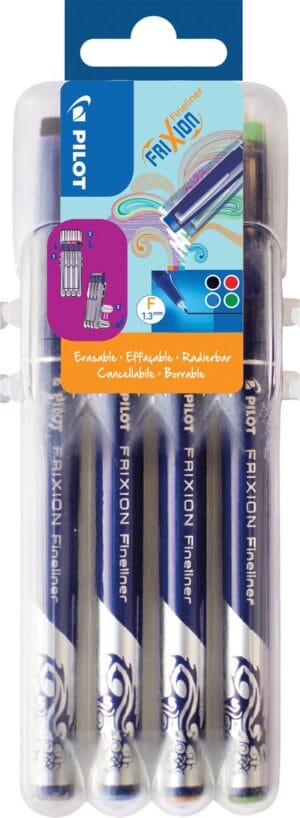 Pilot fineliner Frixion Basic, geassorteerde kleuren, set van 4 stuks — office fineliners
