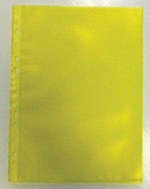Bronyl geperforeerde showtas A4 in geel, PP 80 micron, pak van 50 stuks