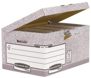 Grijze Bankers Box Fellowes Flip Top Maxi archiefdoos met aangehecht deksel