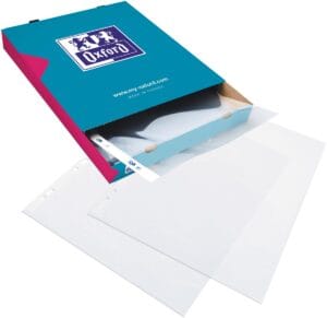 Oxford showtas A4 - glashelder PP, 11-gaatsperforatie, 90 micron, pak van 100 stuks — productfoto 2