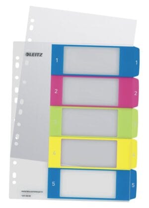 Leitz WOW printbare index, 5 tabs — personaliseerbare tabbladen