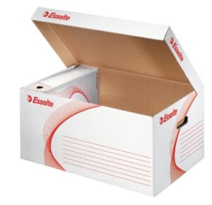 Witte Esselte containerdoos archiefdoos met deksel, 27,5 × 56 × 36,5 cm