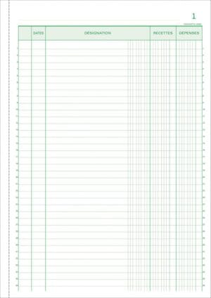 Exacompta uitgavenboekje A4 van 29,7 × 21 cm, Franstalig, verticaal