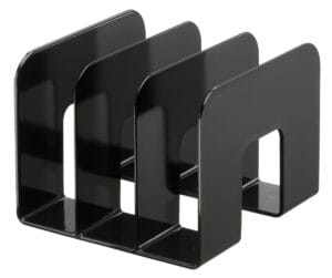 Zwarte driedelige boekensteun Trend van Durable van 21 Ć 21,5 Ć 16,5 cm