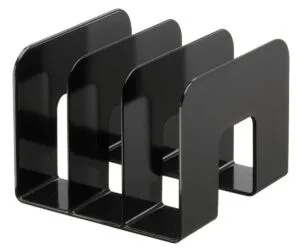 Zwarte driedelige boekensteun Trend van Durable van 21 × 21,5 × 16,5 cm