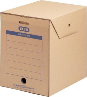 Elba Maxi Tric System archiefdoos A4 in beige/vanille met blauwe opdruk