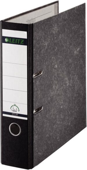 Leitz ordner, ft folio, rug 80mm, karton, gewolkt zwart — ordners uit karton
