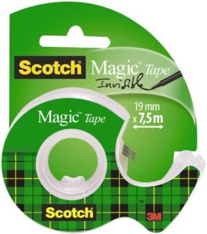 Blister Scotch Magic Tape plakband van 19 mm x 7,5 m met afroller