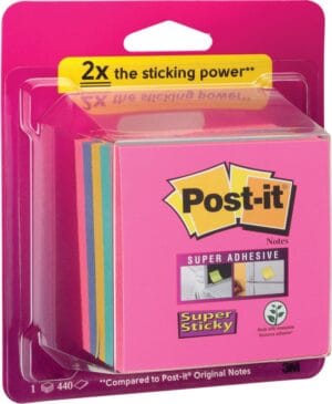 Post-it Super Sticky Notes kubus - 76 × 76 mm, 440 vel, geassorteerde regenboogkleuren — productfoto 2
