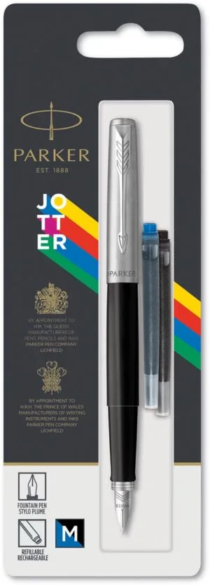 Parker Jotter Originals vulpen met zwart lichaam op blister