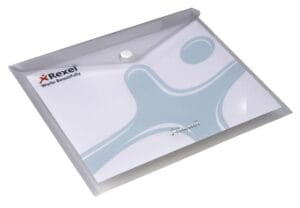 Rexel documentenmap Ice A5 transparant met drukknopsluiting, pak van 5 stuks