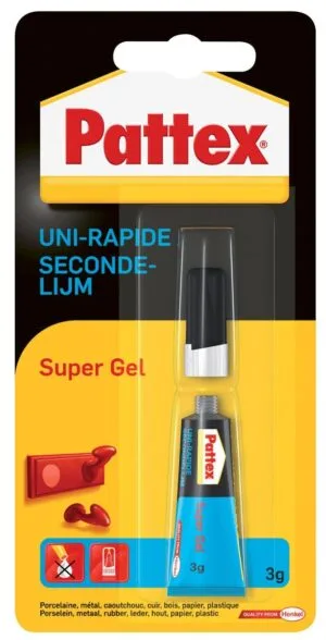 Tube Pattex secondelijm Supergel van 3 g op blister