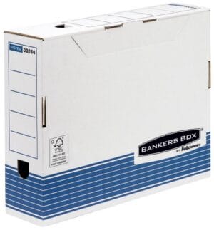 Blauwe Fellowes Bankers Box archiefdoos voor A4 met rugbreedte van 8 cm