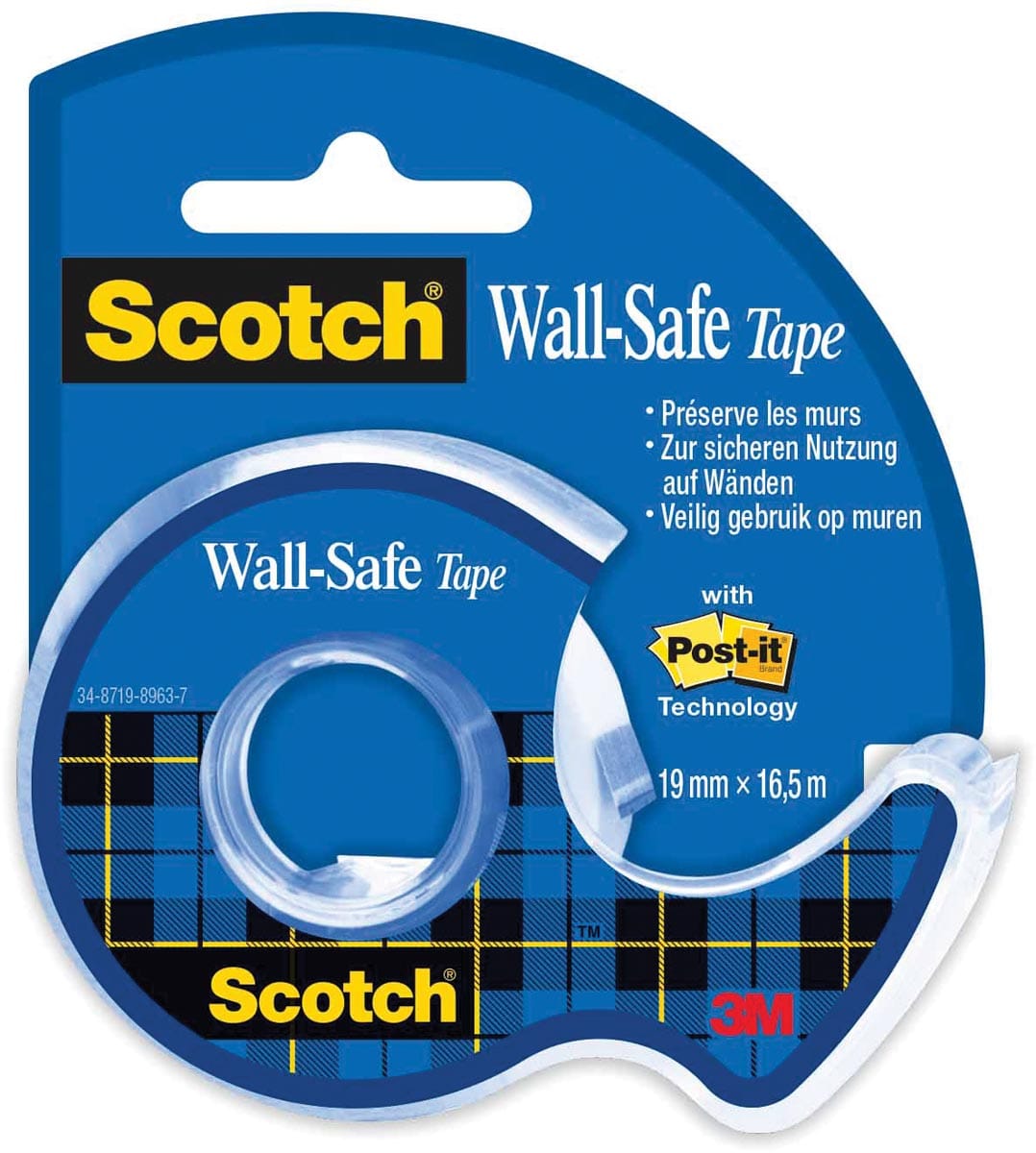 Scotch WallSafe tape ft 19 mm x 16,5 m, op blister Portaal Check