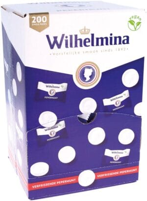 Fortuin Wilhelmina pepermunt single dispenser met 200 per stuk verpakte pepermuntjes