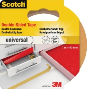 Scotch dubbelzijdige plakband voor tapijt en vinyl Universal, ft 50 mm x 7 m, blisterverpakking — montagemateriaal