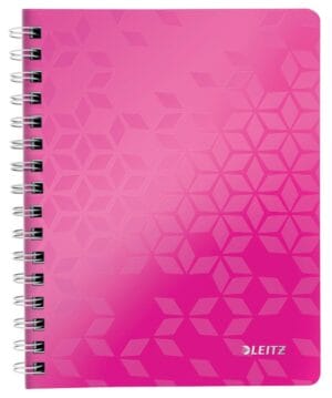 Leitz WOW schrift A4 met roze PP-kaft en spiraalbinding, gelijnd
