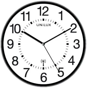 Unilux wandklok Wave, radiogestuurd, diameter 30 cm, zwart/wit