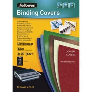Fellowes schutbladen lederlook A4 van 180 micron in zwart, pak van 25 stuks