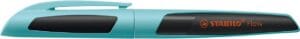 STABILO Flow SPORTY vulpen in blauw met rubberen grip en blauwe inktpatroon