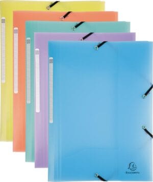 Exacompta Chromaline elastomap met 3 kleppen, met rugetiket, geassorteerde pastelkleuren — elastomappen uit karton
