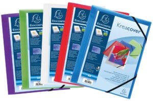 Exacompta Kreacover elastomappen A4 in transparant, rood, paars, groen en blauw