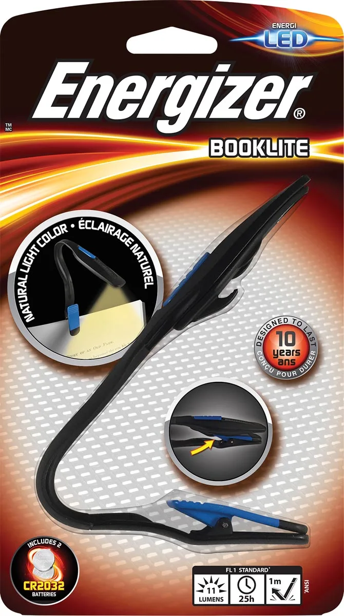 Energizer Booklite leeslamp in zwart met flexibele hals, inclusief 2 CR2032-batterijen