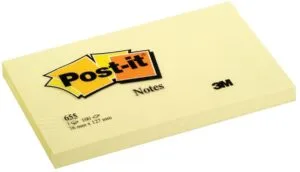 Post-It Notes, 100 vel, ft 76 x 127 mm, geel, pak van 12 blokken