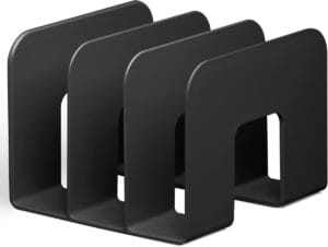 Zwarte Durable Boekensteun ECO van polystyreen, 21,5 × 21 × 16,5 cm