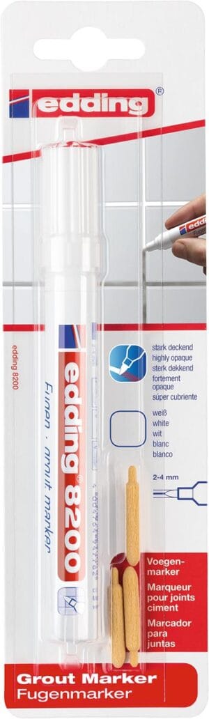 Edding voegenmarker e-8200, wit, op blister — speciale merkstiften