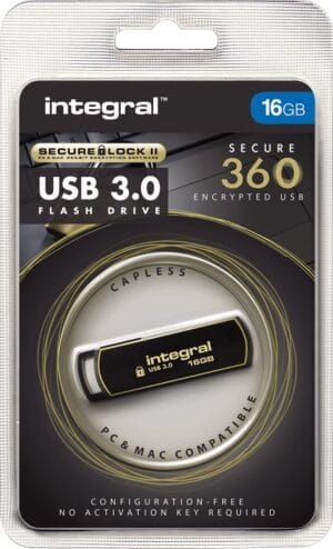 Integral 360 Secure USB 3.0 stick - 16 GB, zwart — productfoto 2
