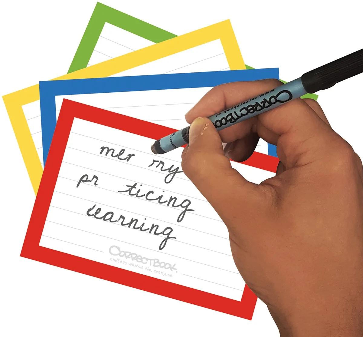 Correctbook Flashcards (systeemkaarten), ft A5, uitwisbaar / herbruikbaar, gelijnd, pak van 144 stuks - Afbeelding 2