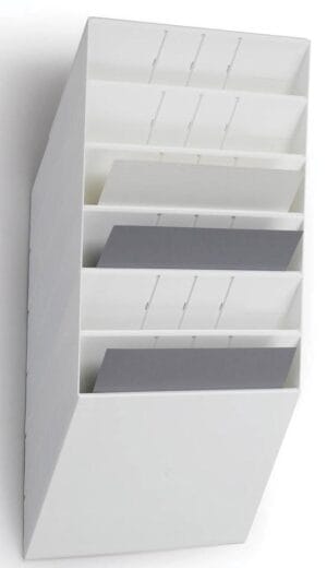 Witte Durable Flexiboxx folderhouder met zes horizontale vakken voor A4 landscape