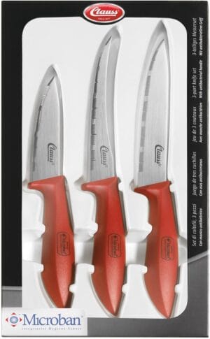 Westcott Clauss keukenmessenset, doos van 3 stuks, rood — cateringtoebehoren