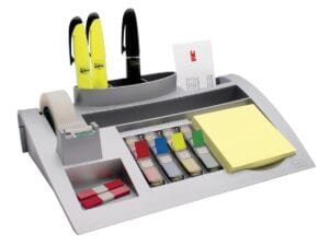 Zilveren Post-it Index bureau organizer met blok Notes, vier Index en Scotch Magic Tape