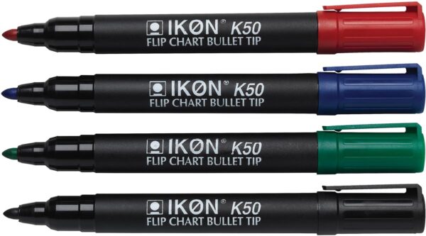 Ikon K50 flipchart marker, etui van 4 stuks in geassorteerde kleuren