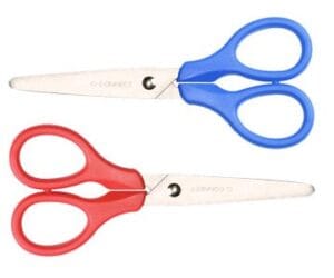 Q-CONNECT schaar, ft 13 cm, rechts en links, ronde punt, RVS, geassorteerde kleuren, blister van 1 stuk — detail 2