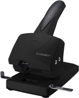 Zwarte Q-CONNECT perforator voor 65 blad met aanleglat