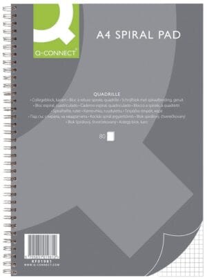 Q-CONNECT collegeblok A4 geruit 5 mm met spiraalbinding en soepele kaft