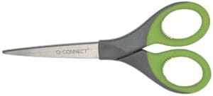 Q-CONNECT schaar Premium van 17 cm met groen-grijze handgreep en scherpe punt