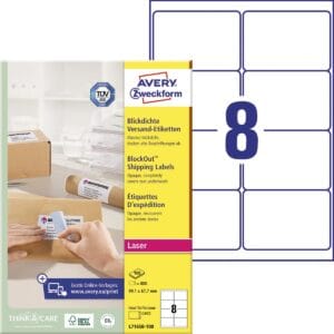 Avery L7165B-100 BlockOut zelfklevende etiketten QuickPeel - 99,1 × 67,7 mm, 800 etiketten — productfoto 2