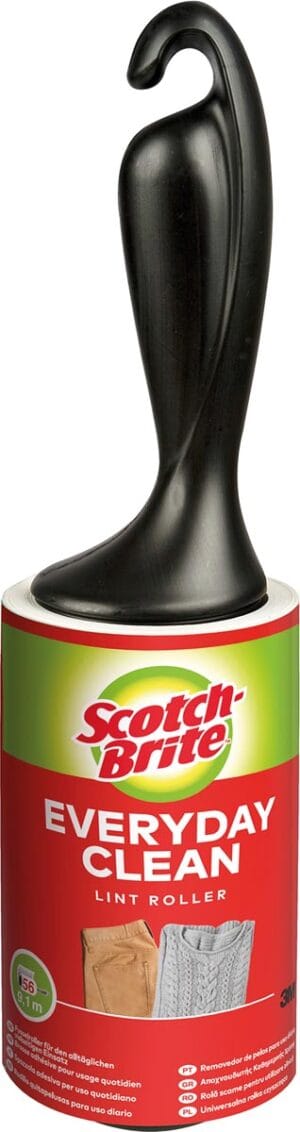 Scotch Brite pluizenkleefroller met oranje handvat en 56 voorgesneden kleefvellen