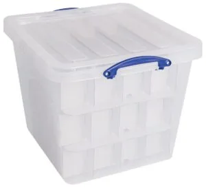 Really Useful Box opbergdoos, 60 l, met inzetbakje, transparant