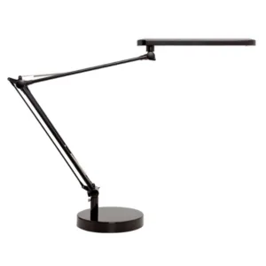 Zwarte Unilux Mamboled LED-bureaulamp met dubbele arm en bureauklem