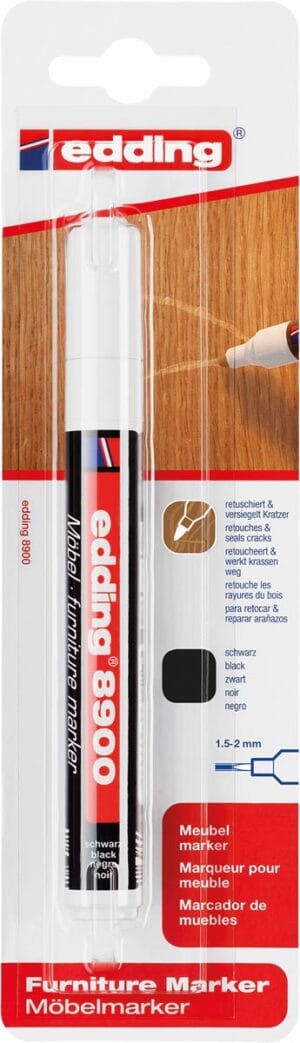 edding 8900 meubelmarker zwart met ronde punt in blisterverpakking