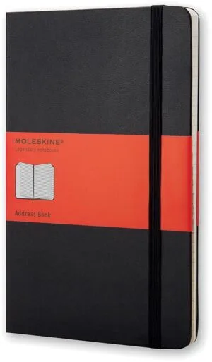 Zwart Moleskine adresboek 13 Ć 21 cm met harde cover en alfabetische tabs